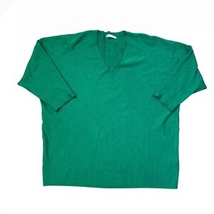 Vila Milano Womens Green Cardigan Sweater 1X V Neck Button‎ Front Rayon Blend